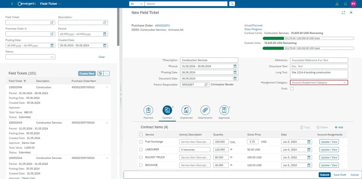 Service Entry Sheet Application