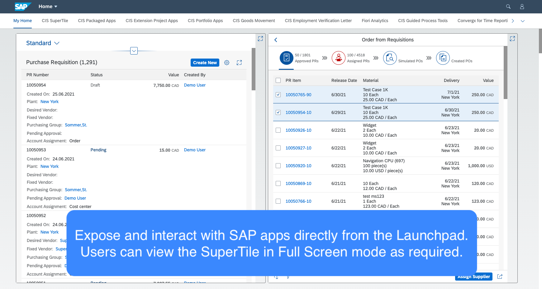 Supertile for Surfacing SAP Apps